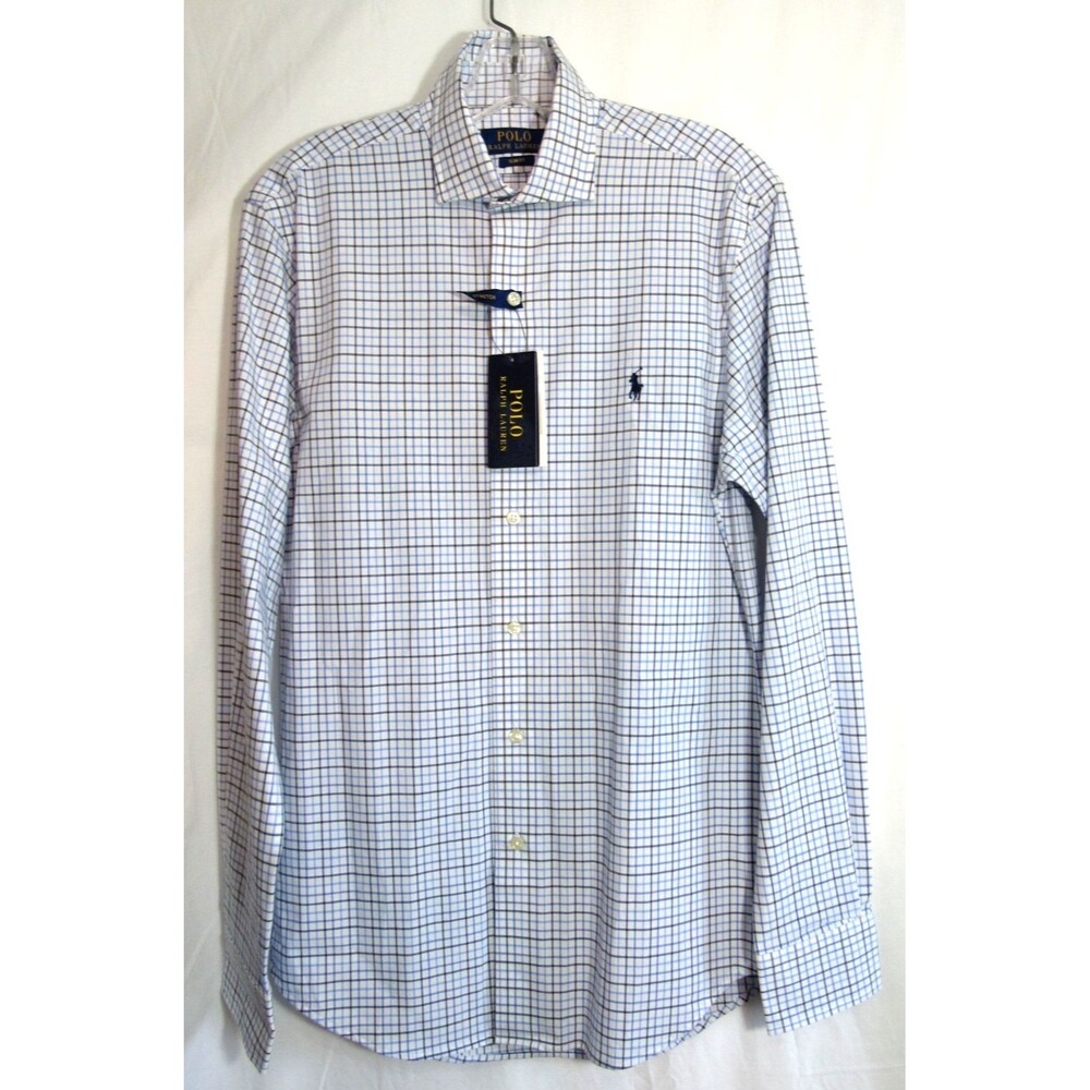 Polo Ralph Lauren Blue Plaid Checkered Button Down Long Sleeve Shirt Size S NWT
